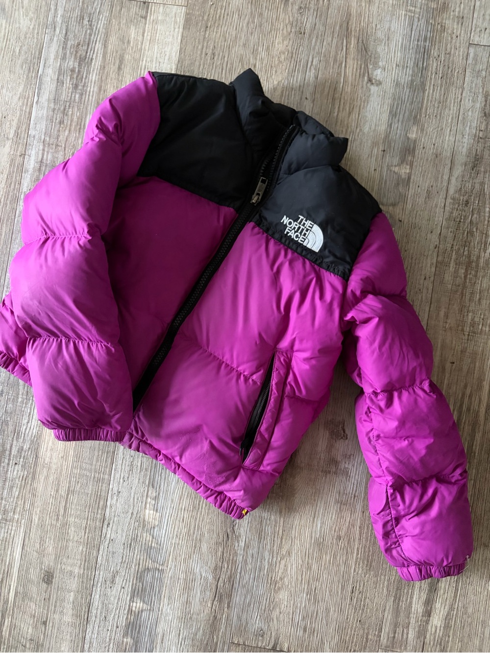 The North Face Kids Magenta and Black Puffer Jacket